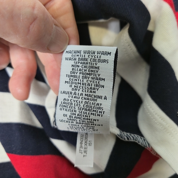NWT Tommy Hilfiger Striped Boat Neck 3/4 Sleeve Top Nautical Buttons Size M - Picture 13 of 13